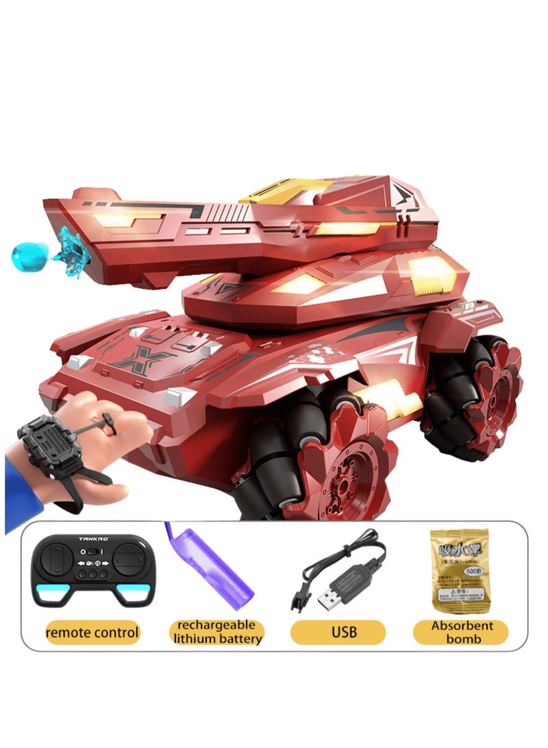 2.4G Water Bomb Armored Tank  with  hand watch control and remote control with cool lighting and music can play with more than 2 people