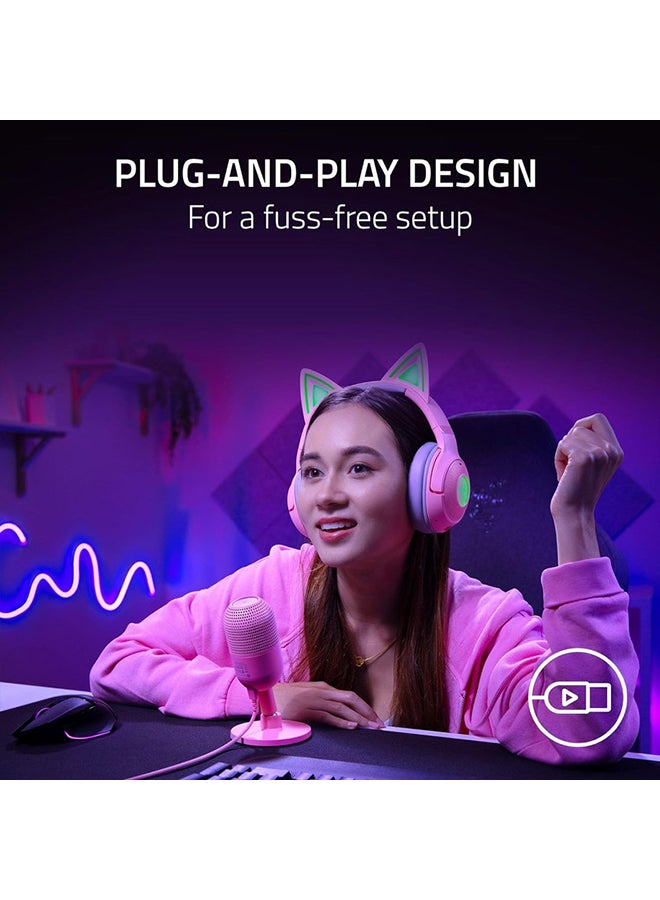 Razer Seiren V3 Mini USB Microphone, Condenser Mic, Supercardioid Pickup Pattern, Tap-to-Mute Sensor with LED Indicator, Shock Absorber, Ultra Compact, PC, Discord, OBS Studio, XSplit - Quartz