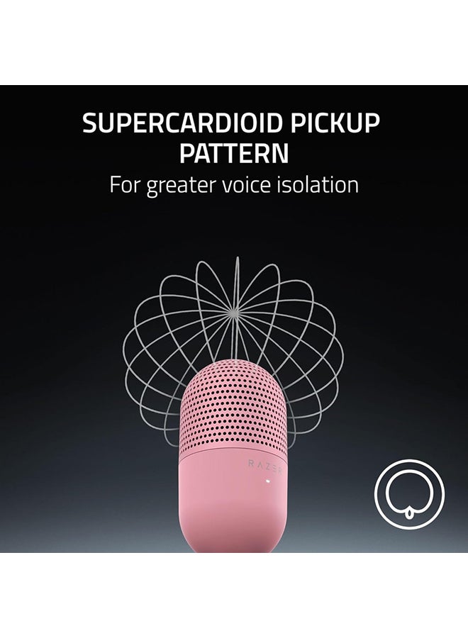 Razer Seiren V3 Mini USB Microphone, Condenser Mic, Supercardioid Pickup Pattern, Tap-to-Mute Sensor with LED Indicator, Shock Absorber, Ultra Compact, PC, Discord, OBS Studio, XSplit - Quartz