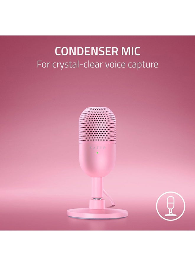 Razer Seiren V3 Mini USB Microphone, Condenser Mic, Supercardioid Pickup Pattern, Tap-to-Mute Sensor with LED Indicator, Shock Absorber, Ultra Compact, PC, Discord, OBS Studio, XSplit - Quartz
