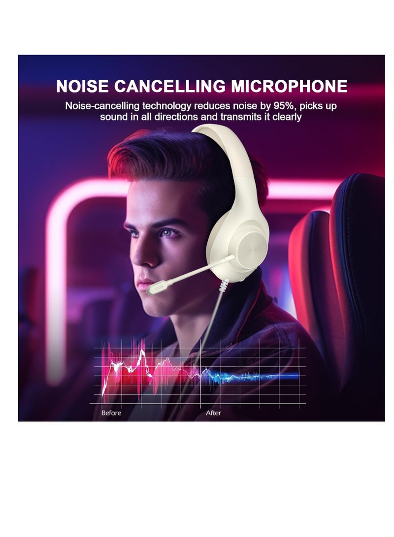 Wired Gaming Headset with 7.1 Surround Sound and Noise Cancelling Mic for PC PS5 Xbox Switch - Comfortable Over Ear Design