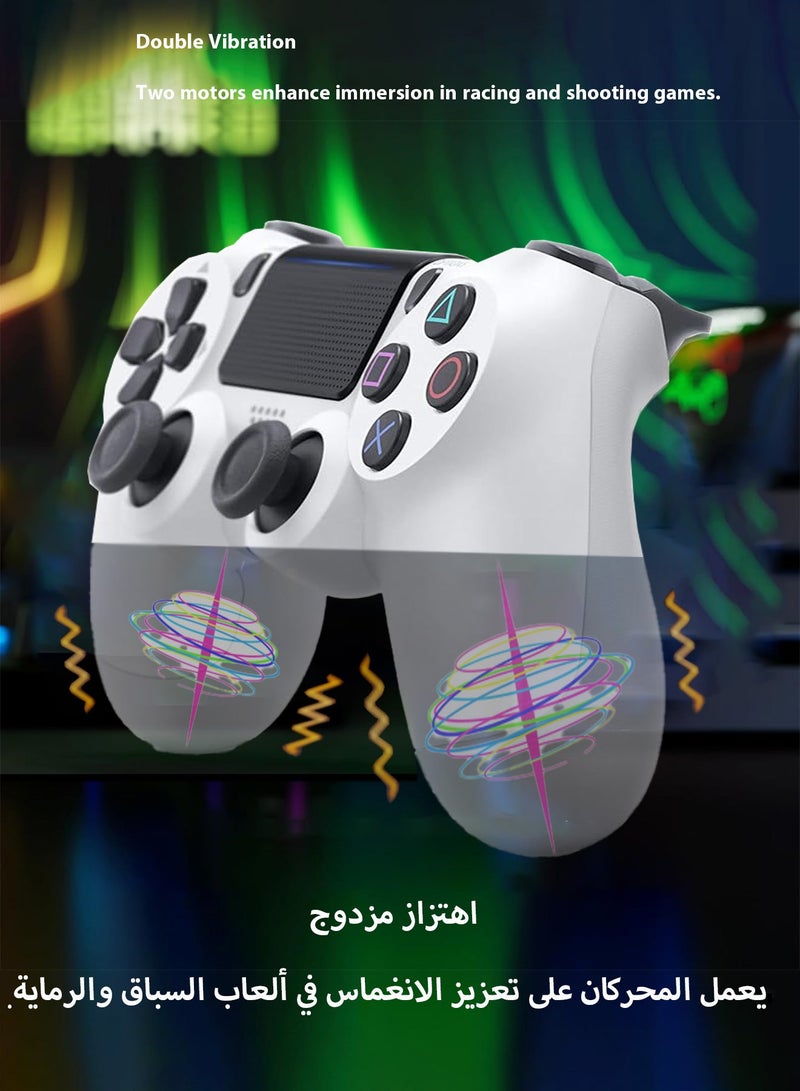 Dualshock Wireless Controller For PS4, Bluetooth High Performance Gamepad With Dual Motor Feedback - Glacier White