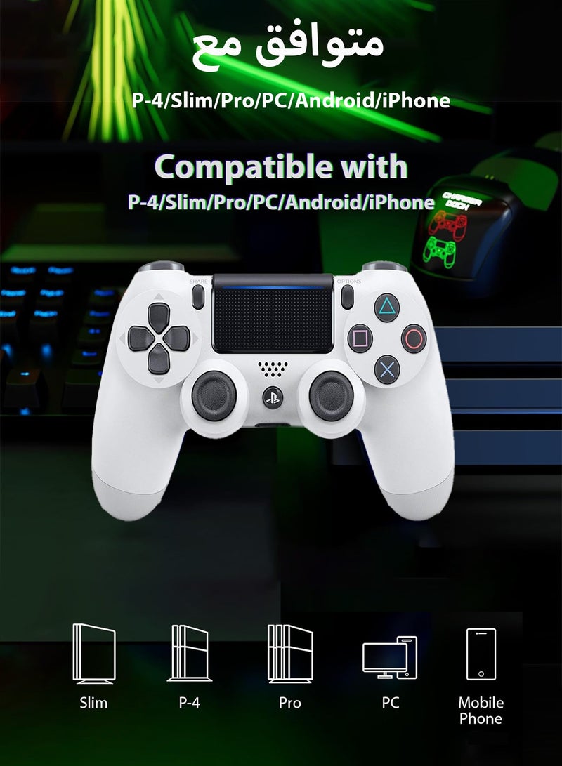 Dualshock Wireless Controller For PS4, Bluetooth High Performance Gamepad With Dual Motor Feedback - Glacier White