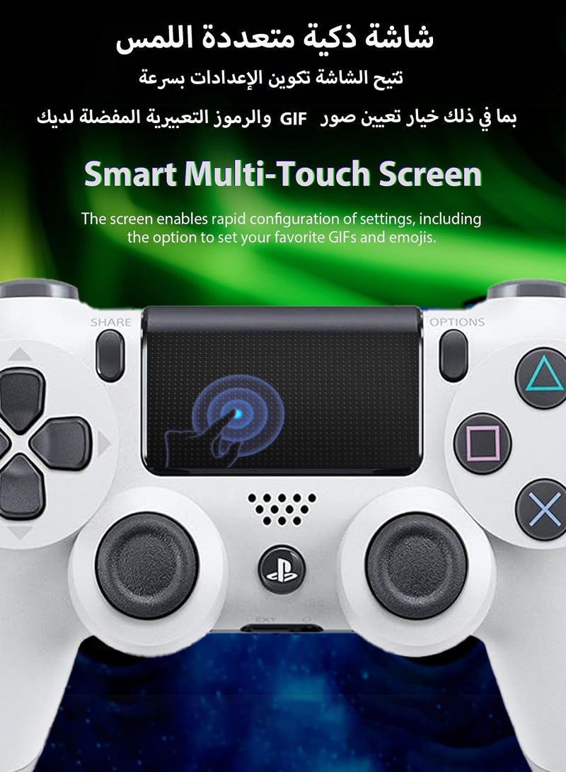 Dualshock Wireless Controller For PS4, Bluetooth High Performance Gamepad With Dual Motor Feedback - Glacier White