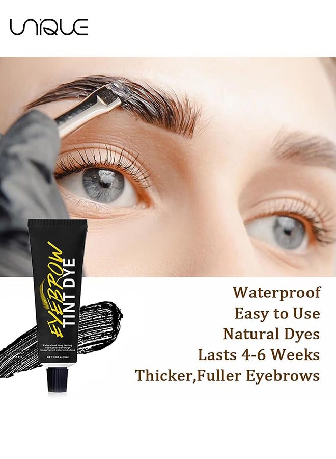 Instant Eyebrow Tint, Professional Semi Permanent Eyebrow Dye Kit, Natural Gentle Formula Eyebrow Tint Suitable for Salon and Home Use, Lasts for 4 6 WeeksBlack
