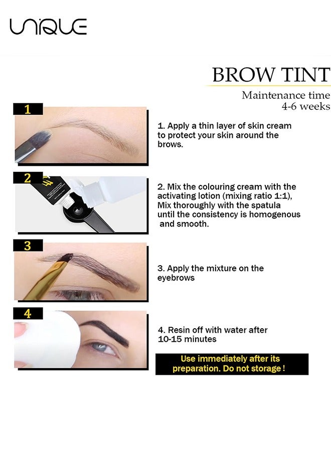 Instant Eyebrow Tint, Professional Semi Permanent Eyebrow Dye Kit, Natural Gentle Formula Eyebrow Tint Suitable for Salon and Home Use, Lasts for 4 6 WeeksBlack