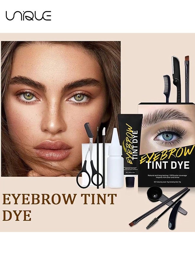 Instant Eyebrow Tint, Professional Semi Permanent Eyebrow Dye Kit, Natural Gentle Formula Eyebrow Tint Suitable for Salon and Home Use, Lasts for 4 6 WeeksBlack