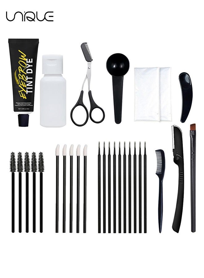 Instant Eyebrow Tint, Professional Semi Permanent Eyebrow Dye Kit, Natural Gentle Formula Eyebrow Tint Suitable for Salon and Home Use, Lasts for 4 6 WeeksBlack