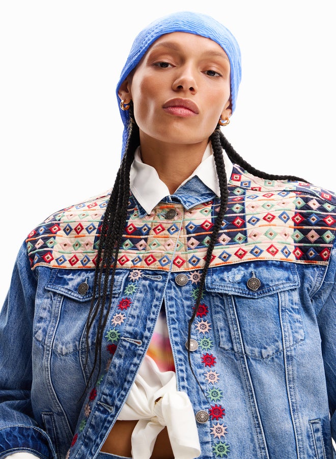 Embroidered Denim Trucker Jacket