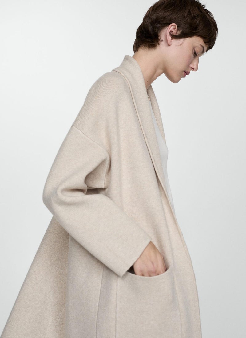 Oversized Knitted Coat With Pockets