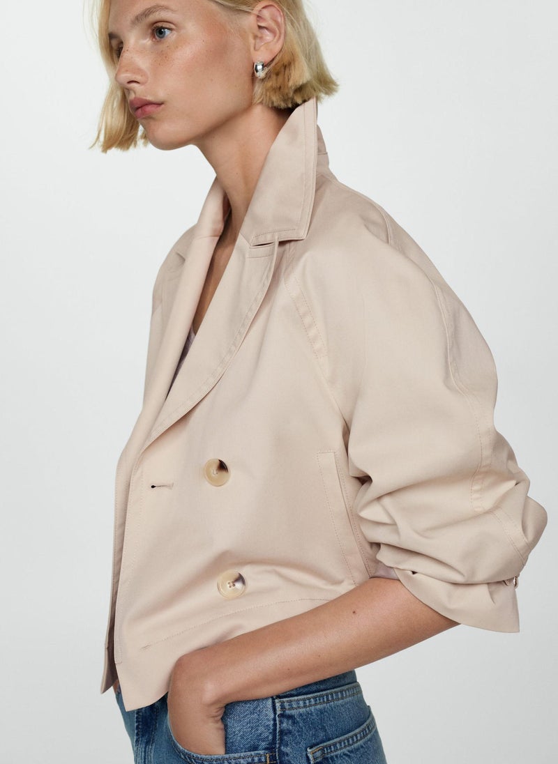 Cropped Trench Coat With Lapels