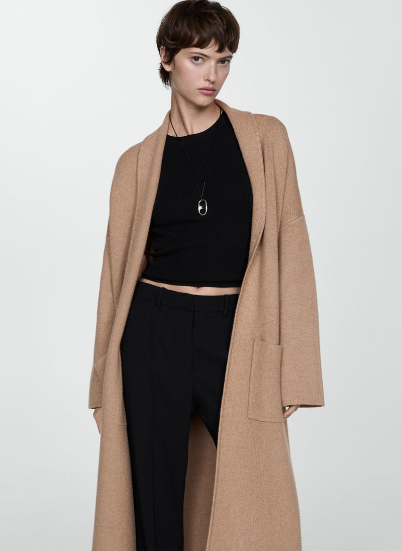 Oversized Knitted Coat With Pockets