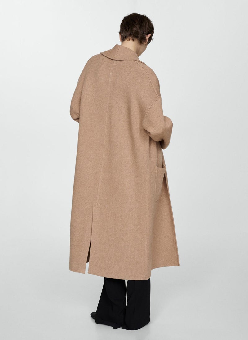 Oversized Knitted Coat With Pockets