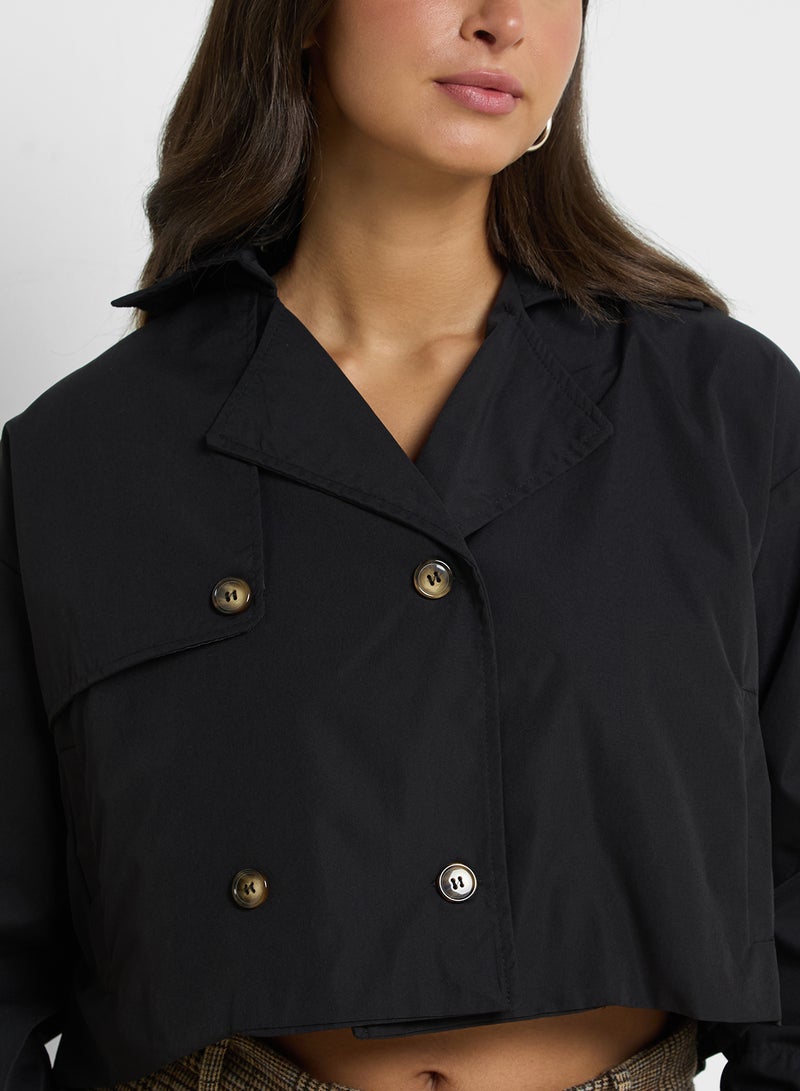 Cropped Trench Style Jacket