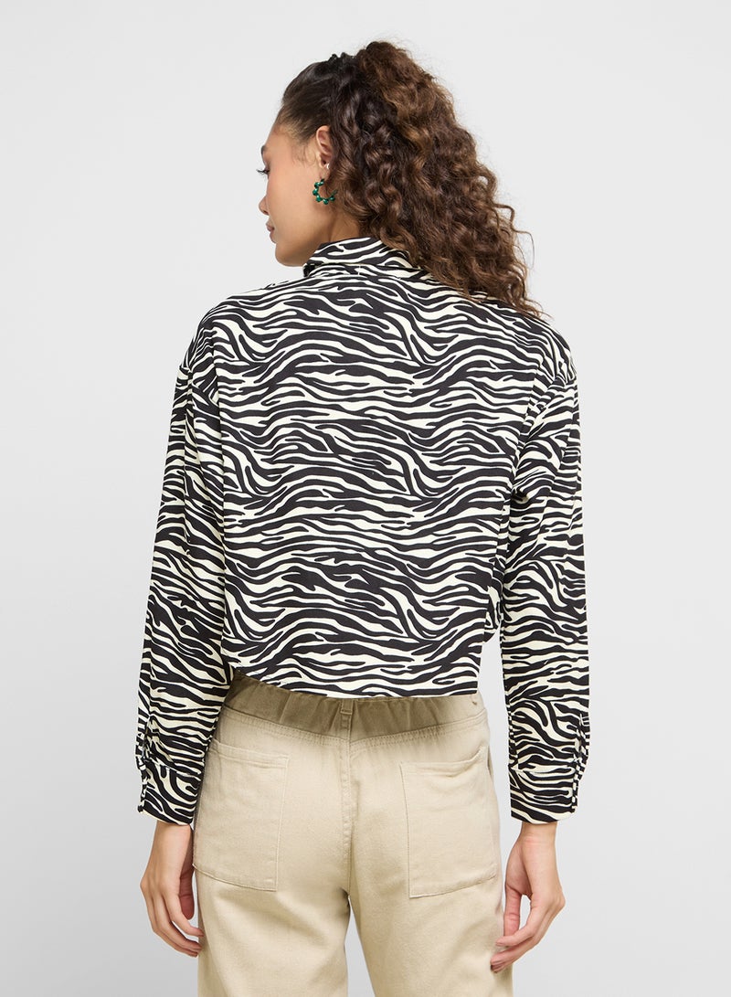 Zebra Print Cropped Jacket