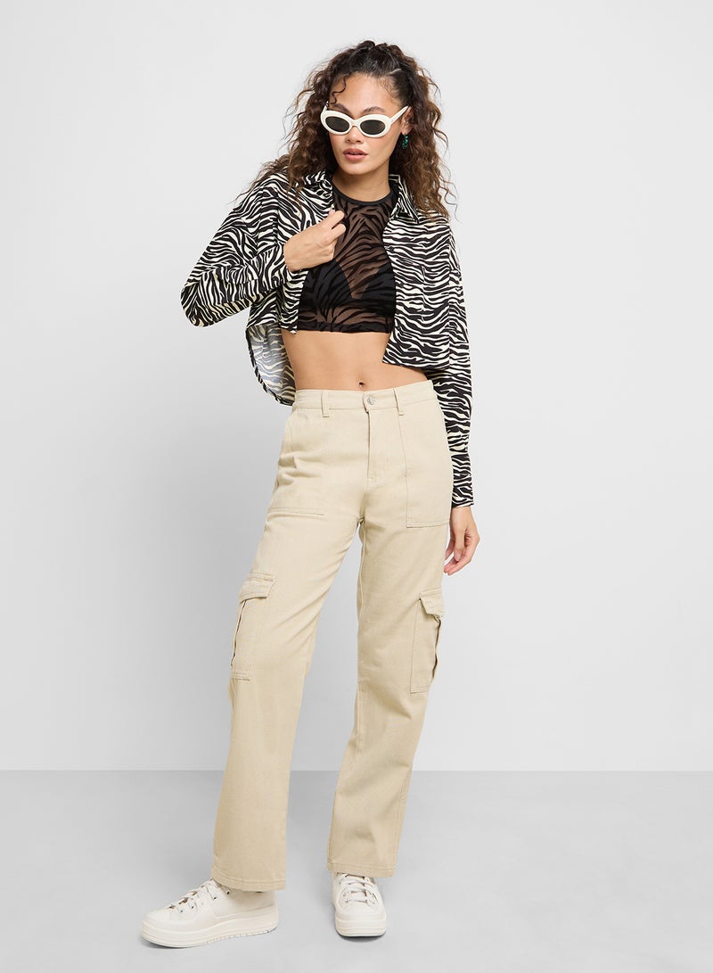 Zebra Print Cropped Jacket