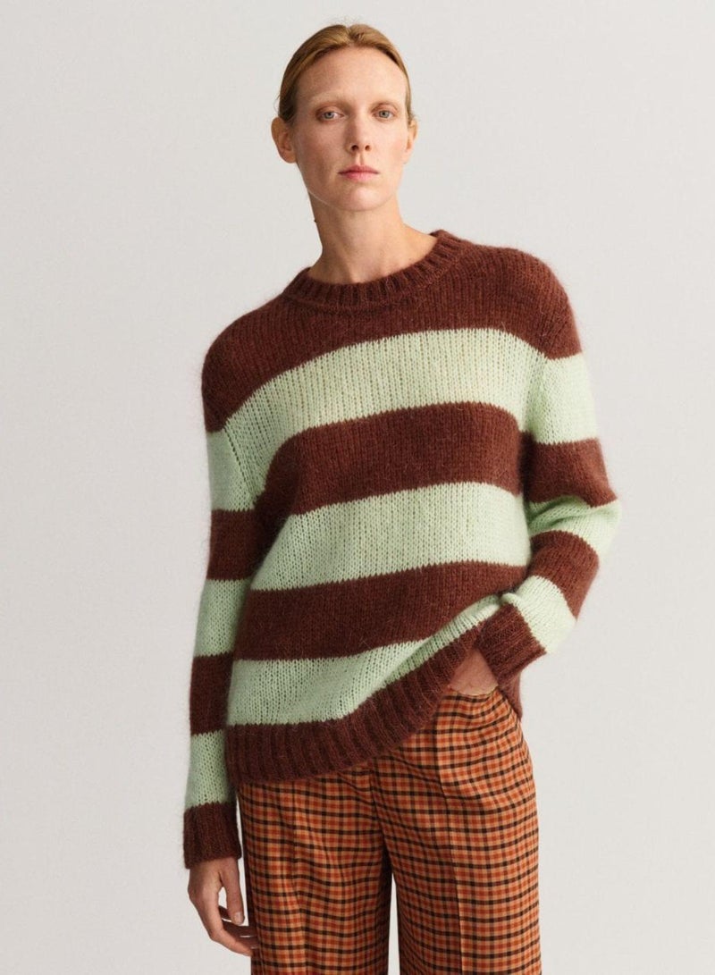 Gant Mohair Striped Crew Neck Sweater