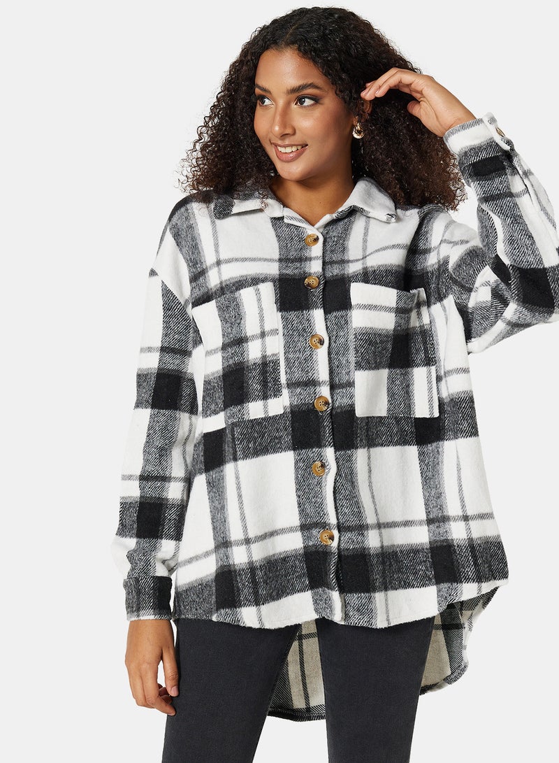 Oversized Flannel Shacket Black/White