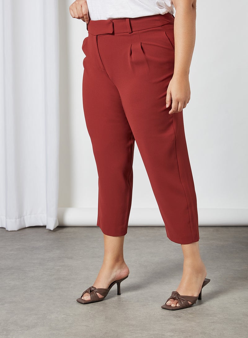 Plus Size Cropped Pants Red Wine