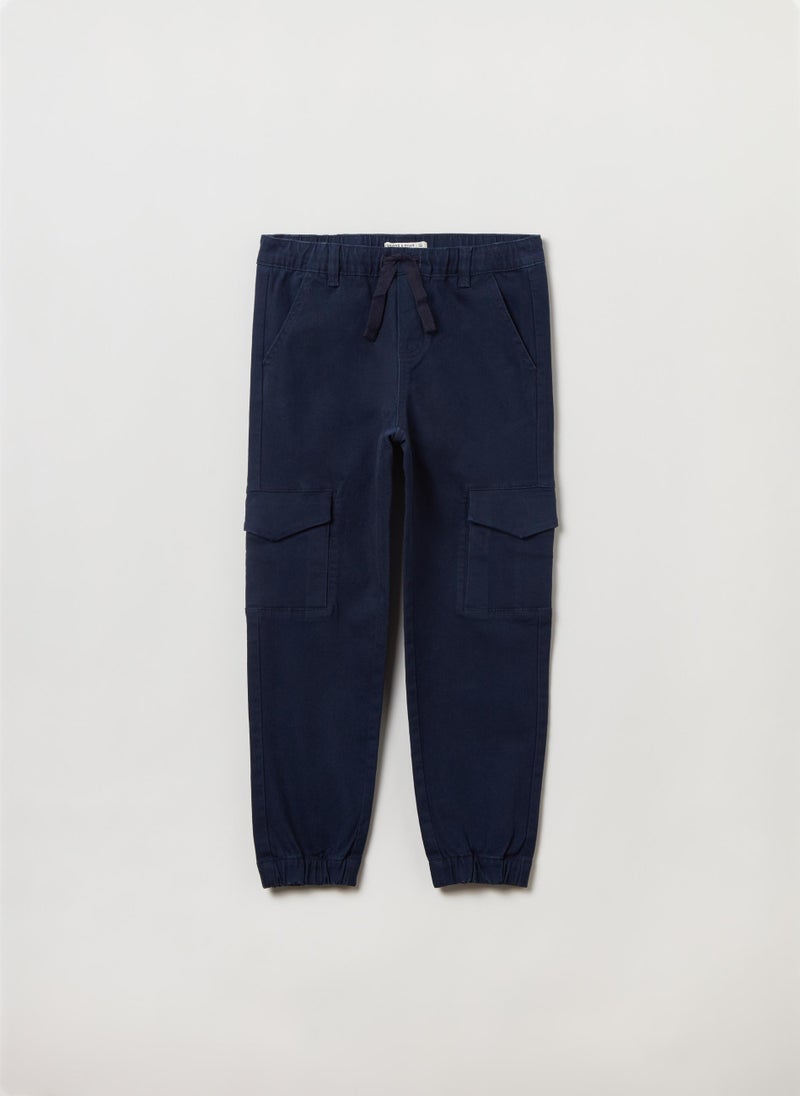 Cargo trousers with drawstring