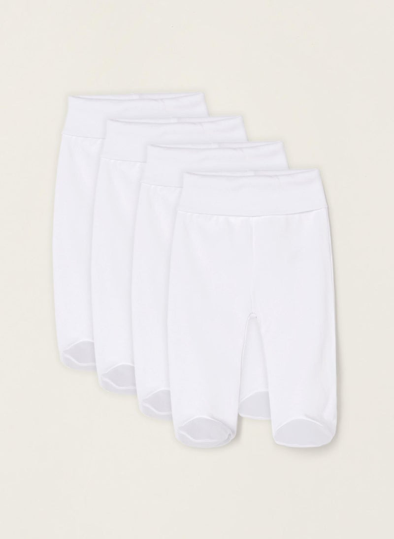 Zippy 4-Pack Footed Trousers in Cotton for Newborn Baby Boys Extra Comfy