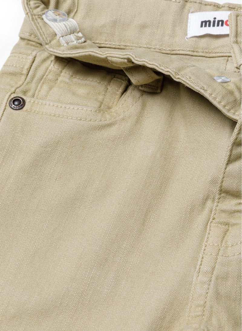 Kids' Twill Trousers with Turned-Up Cuffs and Classic Fit