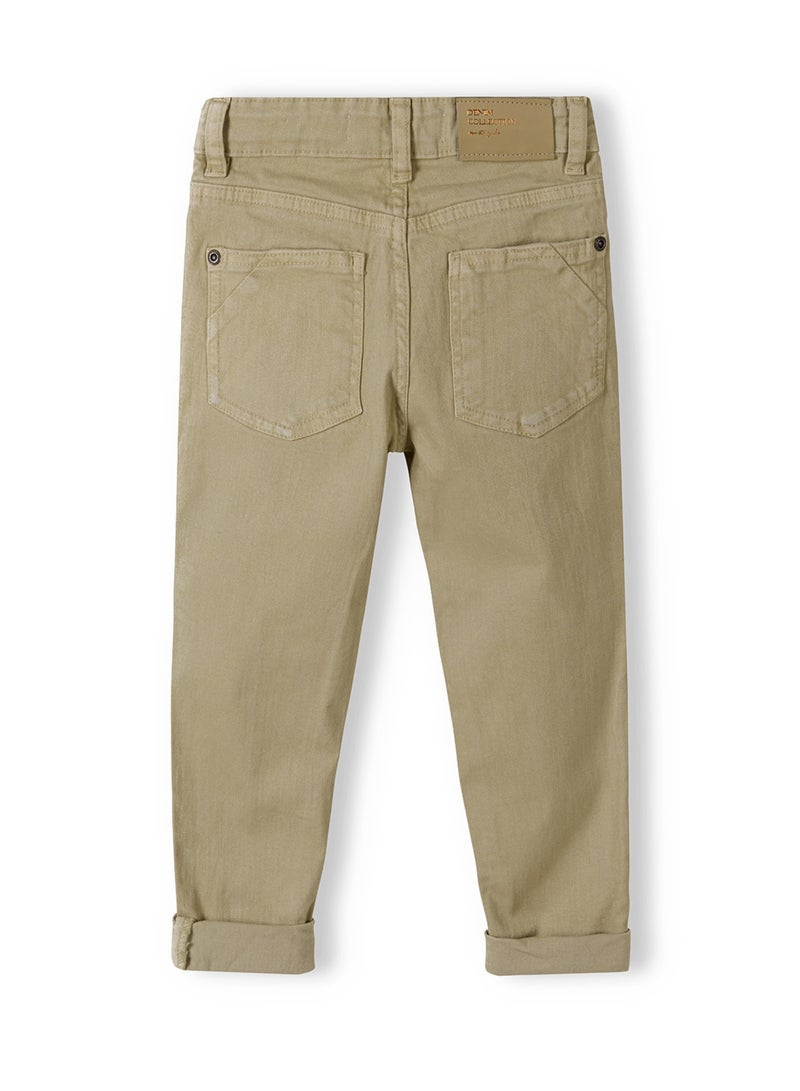 Kids' Twill Trousers with Turned-Up Cuffs and Classic Fit
