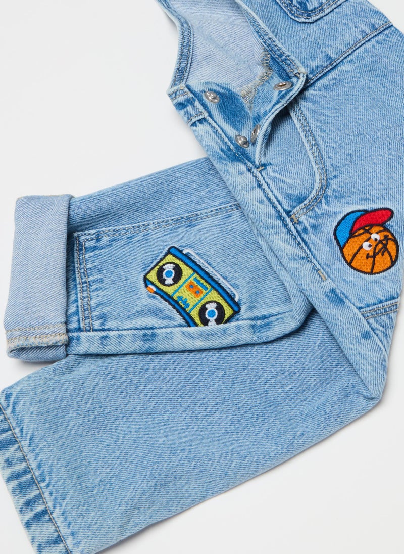 Denim dungarees with patches