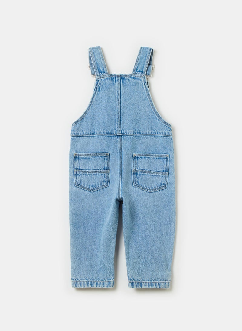 Denim dungarees with patches