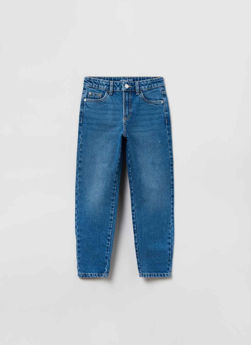 Cotton mum-fit jeans