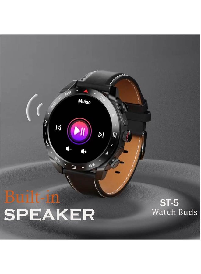 Haino Teko Germany ST5 Watch Buds Round Shape AMOLED Display Smart Watch Bluetooth Earbuds for Mens