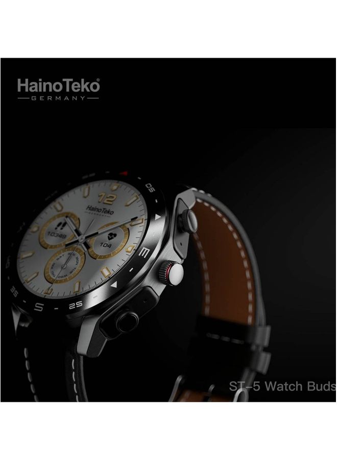 Haino Teko Germany ST5 Watch Buds Round Shape AMOLED Display Smart Watch Bluetooth Earbuds for Mens