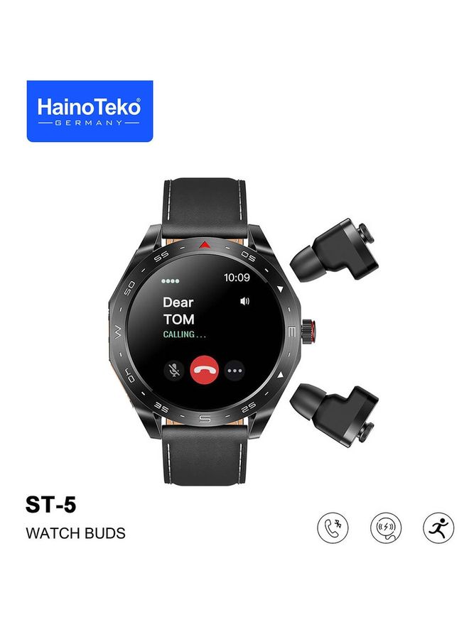 Haino Teko Germany ST5 Watch Buds Round Shape AMOLED Display Smart Watch Bluetooth Earbuds for Mens