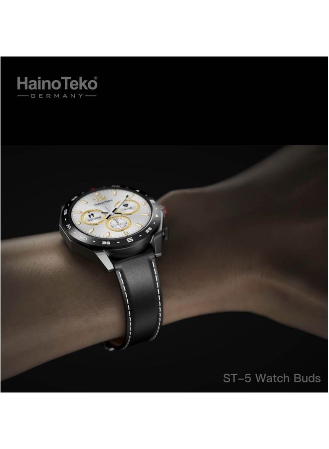 Haino Teko Germany ST5 Watch Buds Round Shape AMOLED Display Smart Watch Bluetooth Earbuds for Mens