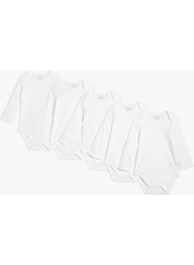 June Baby Basic 5-Piece Long Sleeve Bodysuit White White