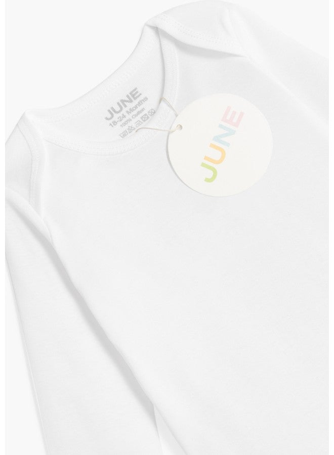 June Baby Basic 5-Piece Long Sleeve Bodysuit White White