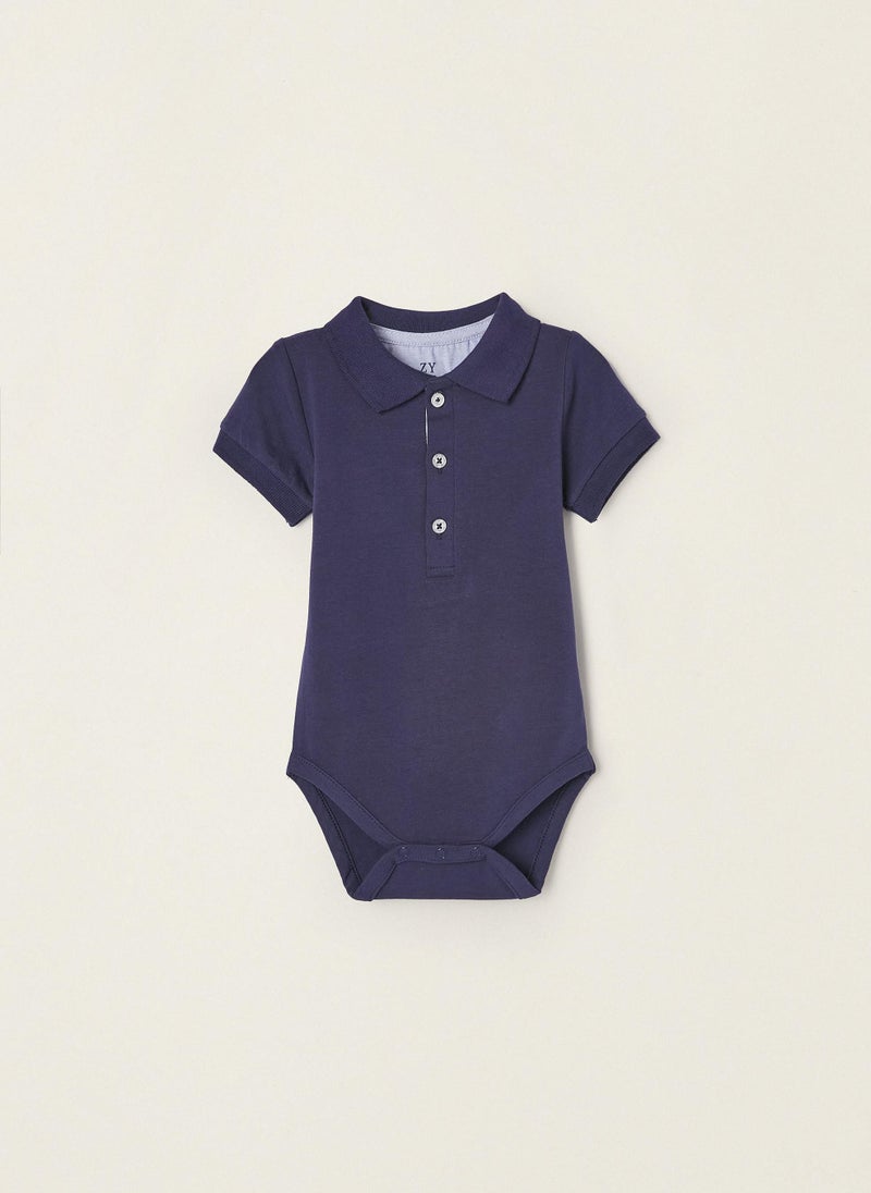 Zippy Short Sleeve Polo-Bodysuit In Cotton For Newborn Baby Boys