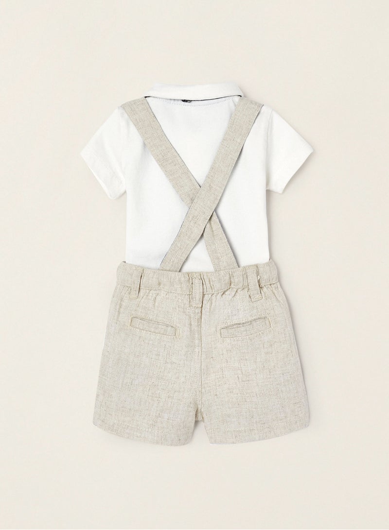 Zippy Polo-Bodysuit + Shorts With Removable Braces For Newborn Baby Boys