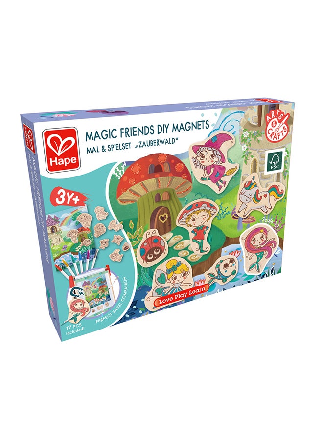 Magic Friends DIY Magnets |Perfect Easel Companion| Make-Your-Own Magnet Art Set With Wooden Magnets and Glitter Markers, For Kids Ages 3+ Years