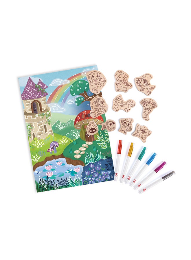 Magic Friends DIY Magnets |Perfect Easel Companion| Make-Your-Own Magnet Art Set With Wooden Magnets and Glitter Markers, For Kids Ages 3+ Years