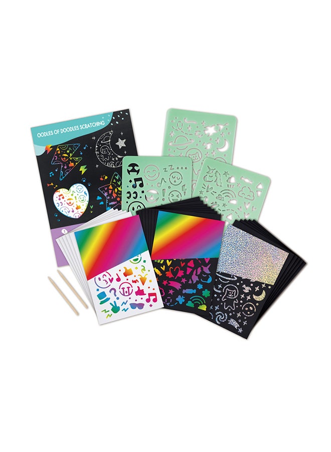 Oodles of Doodles Scratching - Scratch Art Set for Kids - Perfect Easel Companion -Rainbow Scratch Art Paper with Wooden Stylus for Children Age 4+ Years