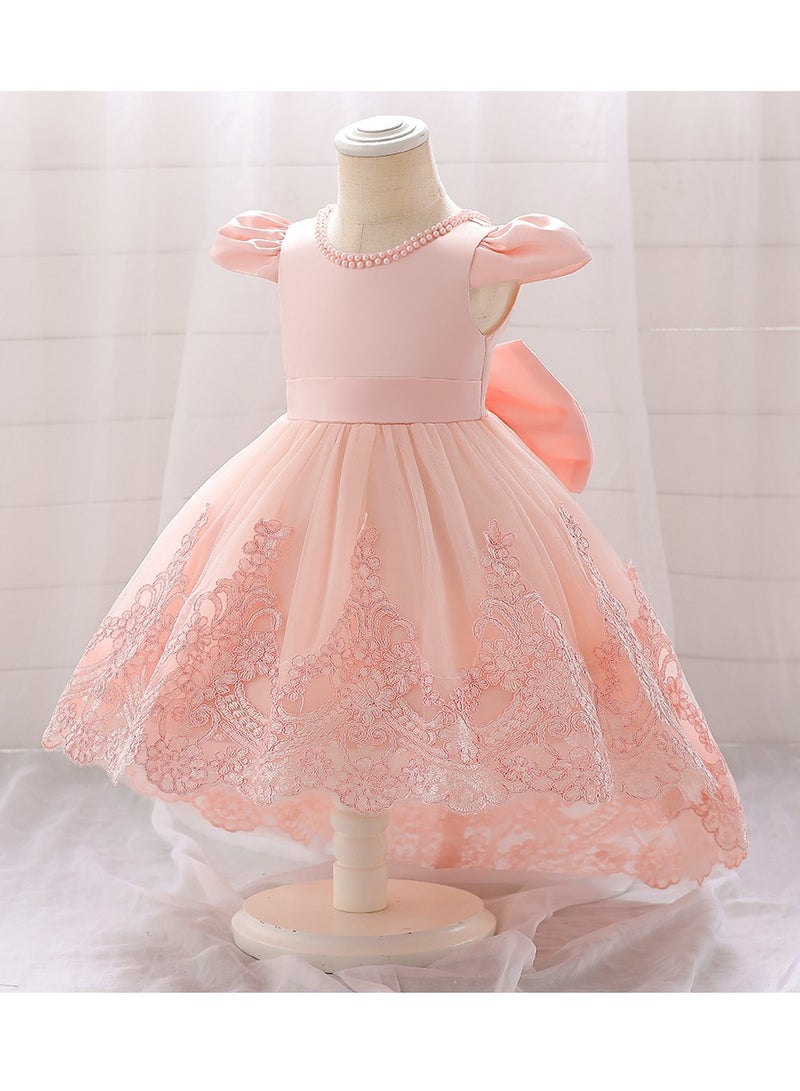 Embroidery Princess Dress Peach