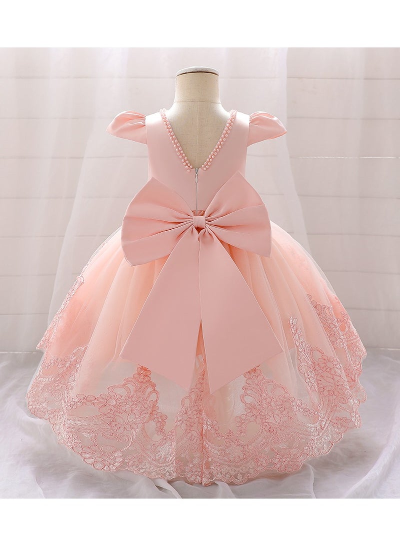 Embroidery Princess Dress Peach