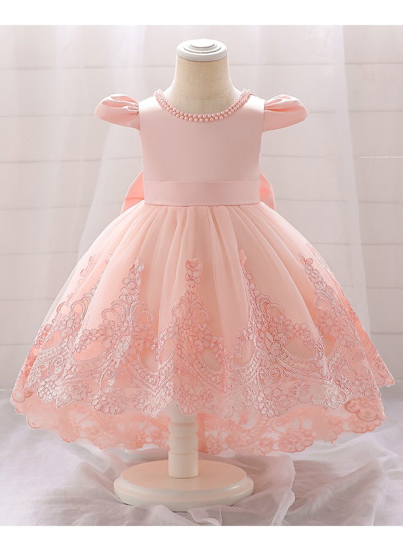 Embroidery Princess Dress Peach