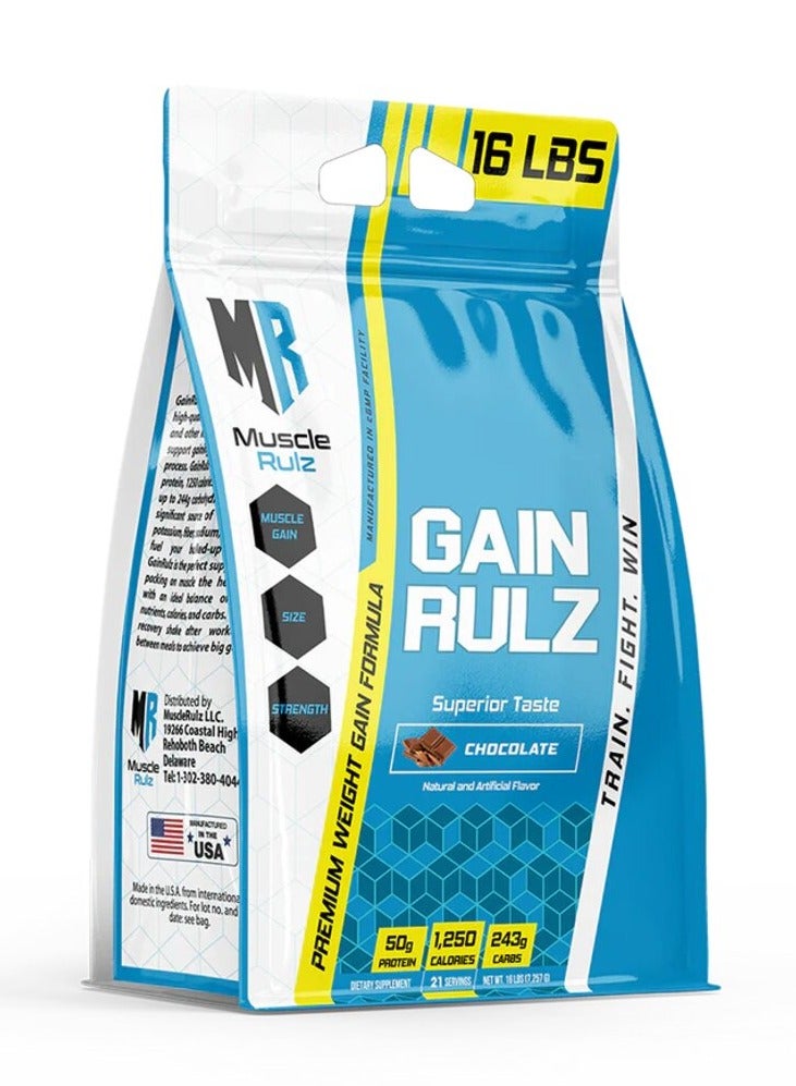 Musclerulz, Gain Rulz Protein, Chocolate, 16LB, 21 Servings