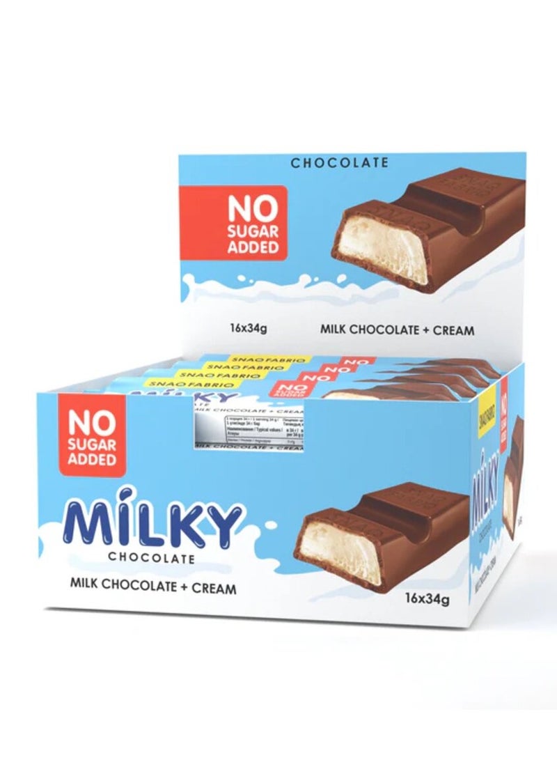 Snaq Fabriq, Milky Chocolate, Milk Chocolate+Cream, 16x34g