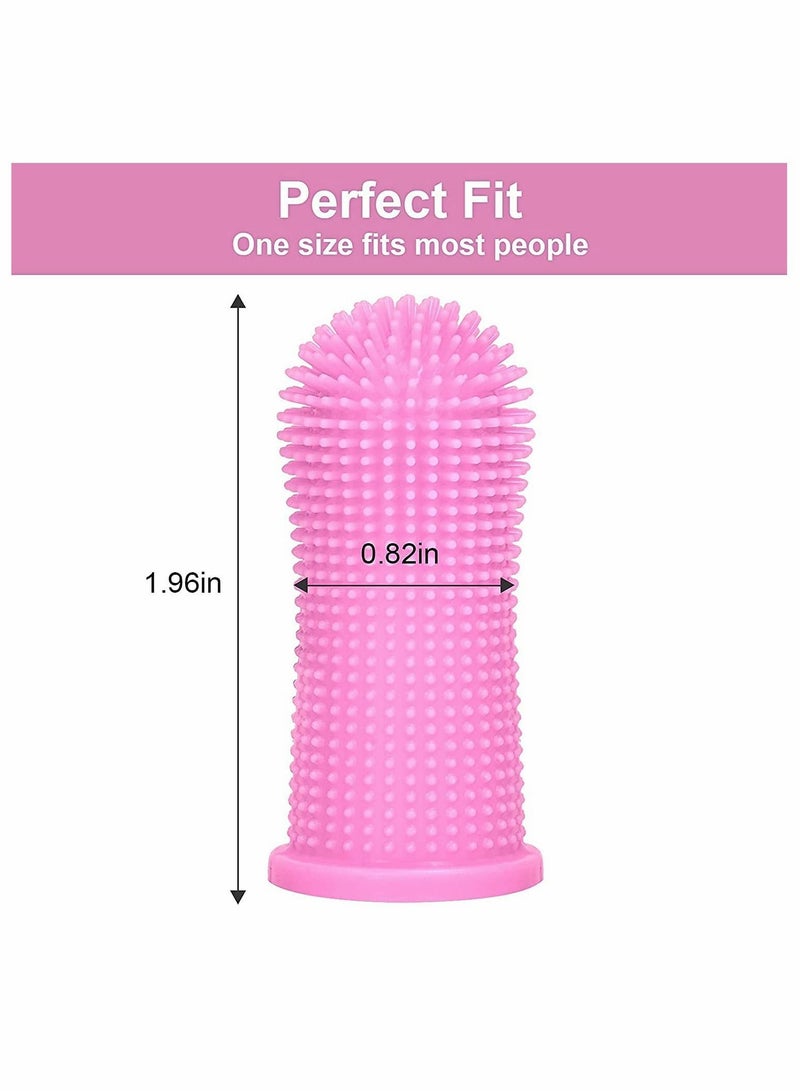 Dog Toothbrush for Teeth Cleaning Fingerbrush Tooth Brushing Kit Set of 4 Finger Pet Pink/Clear
