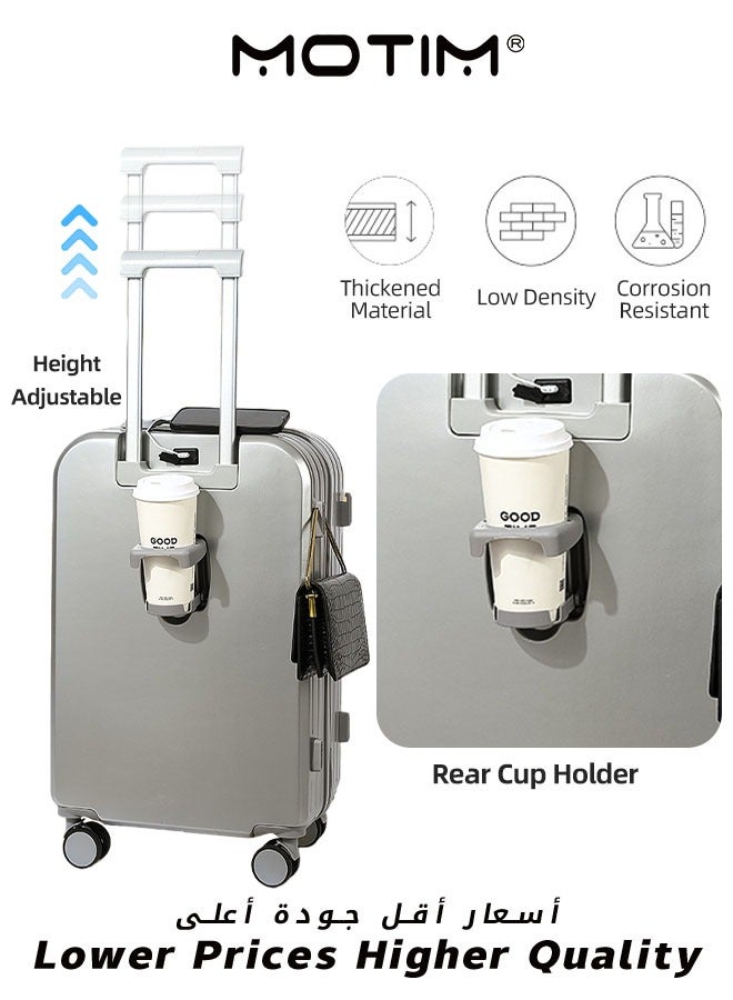 3pcs 14+20+24inch Luggage Set Carry On Luggage Suitcase Travel Bag Trolley With Cup Holder & USA Charging Port & Hooks & Hard Shell & Silent Spinner Wheels & TSA Lock for Business Travel