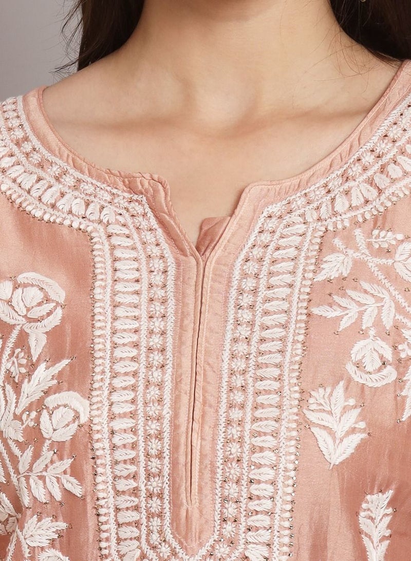 Women  Floral Embroidered Chikankari Cotton kurta-AL3670