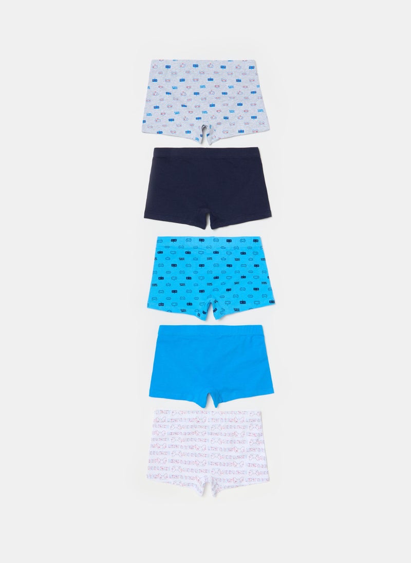 Five-pack organic cotton boxer shorts with print